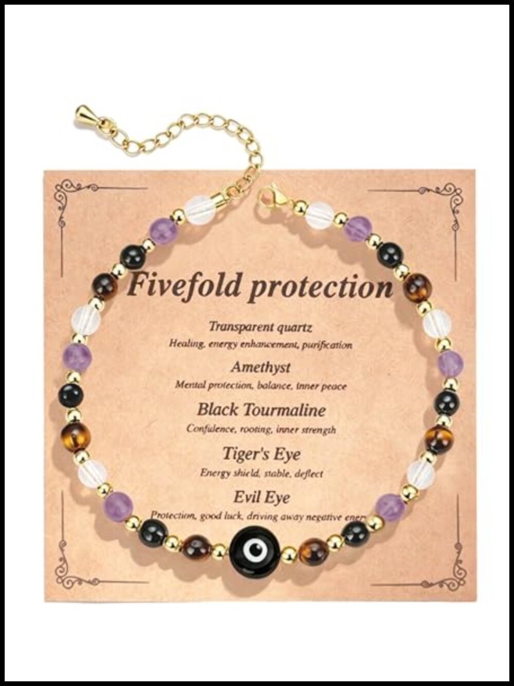 Evil Eye Crystal Bracelet Healing Gift Women Natural Gemstone Spiritual